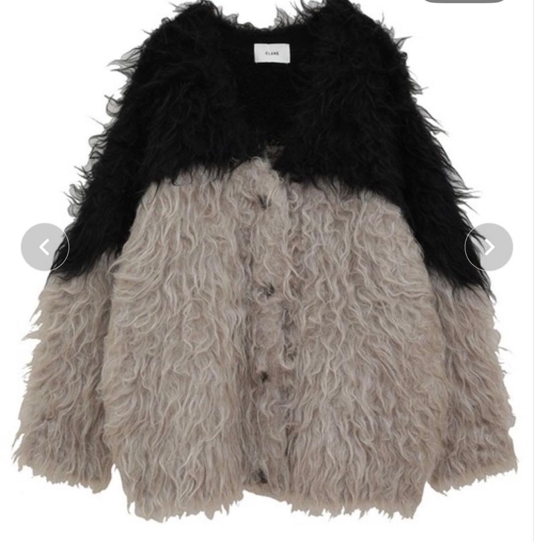 ジャケット・アウター CLANE BI COLOR SHAGGY KNIT CARDIGAN/