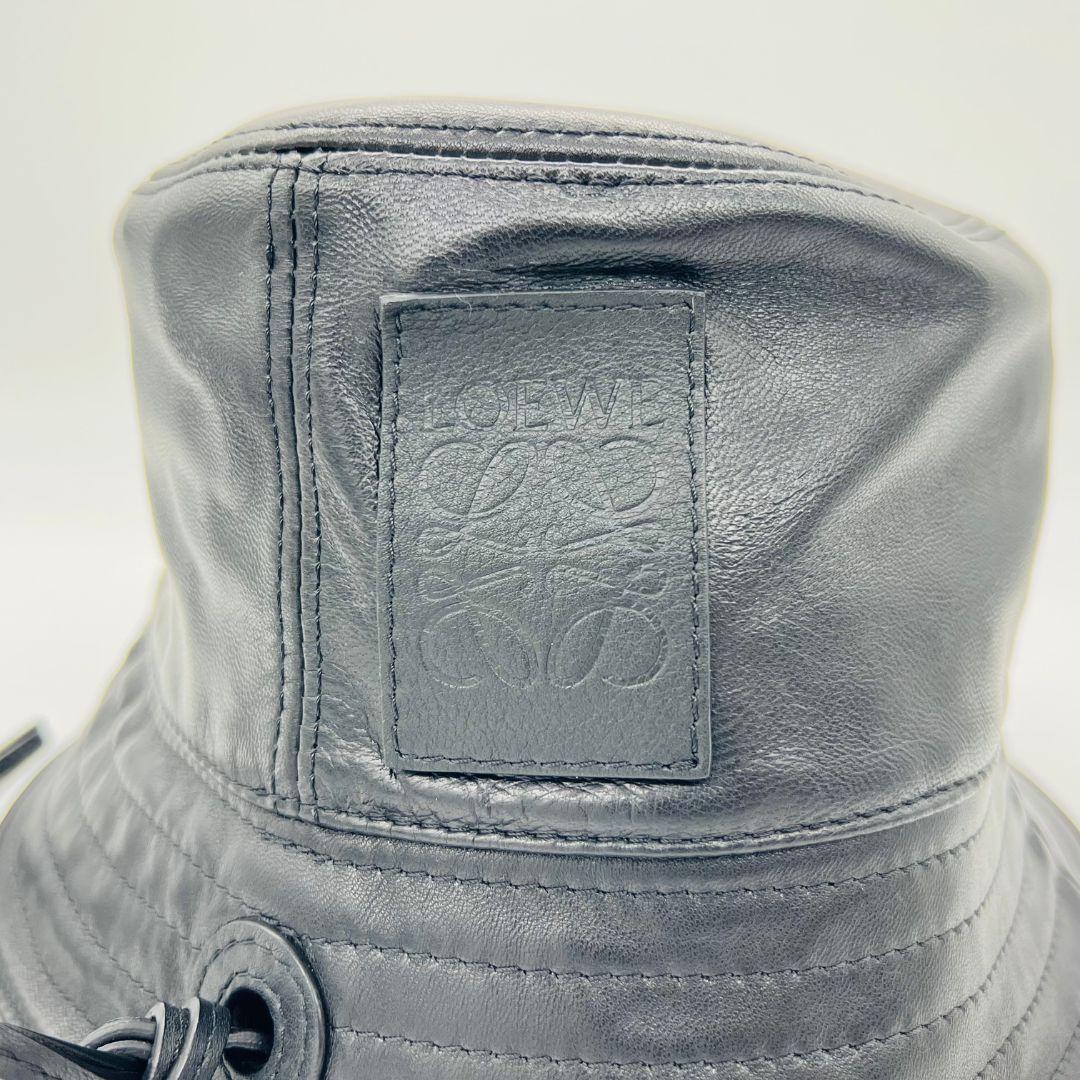 ロエベ フィッシャーマンハット　サイズ59 バケットハット ブラック レザー