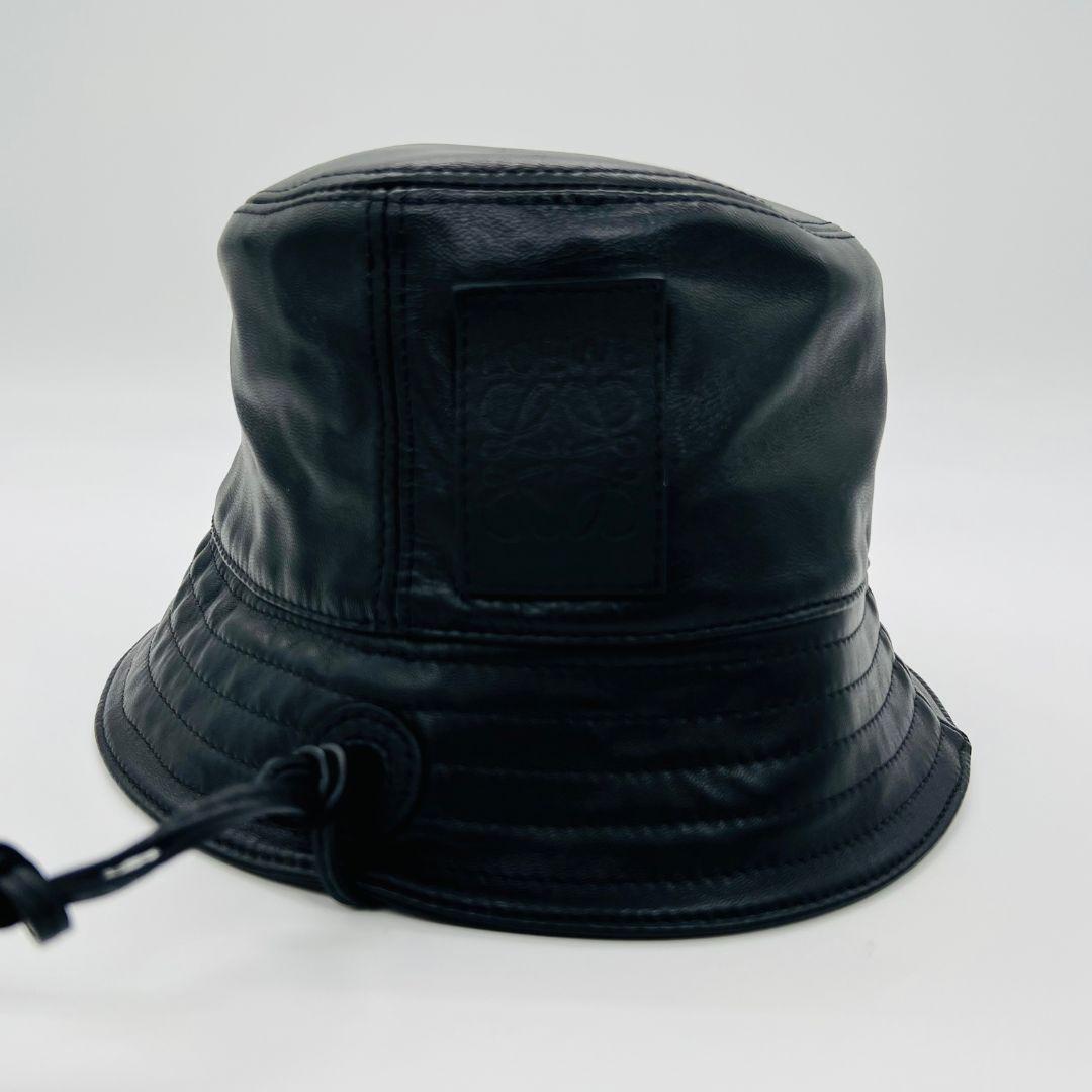 ロエベ フィッシャーマンハット　サイズ59 バケットハット ブラック レザー