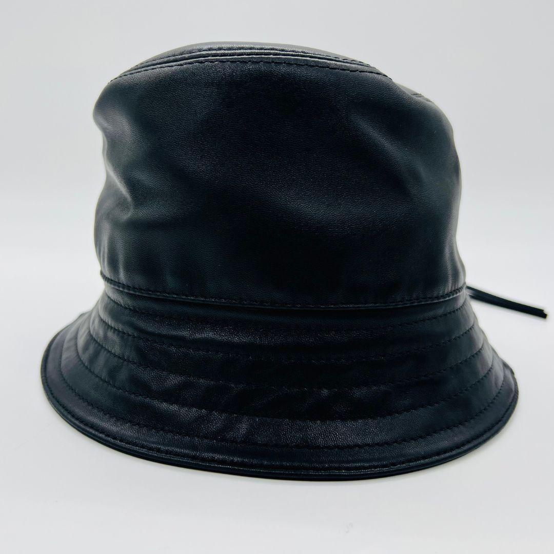 ロエベ フィッシャーマンハット　サイズ59 バケットハット ブラック レザー