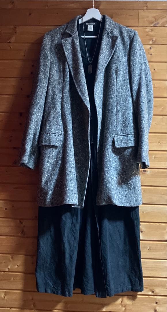 マルクルビアン【90S】古着加工　ロングコート・シャツ50ブラック系