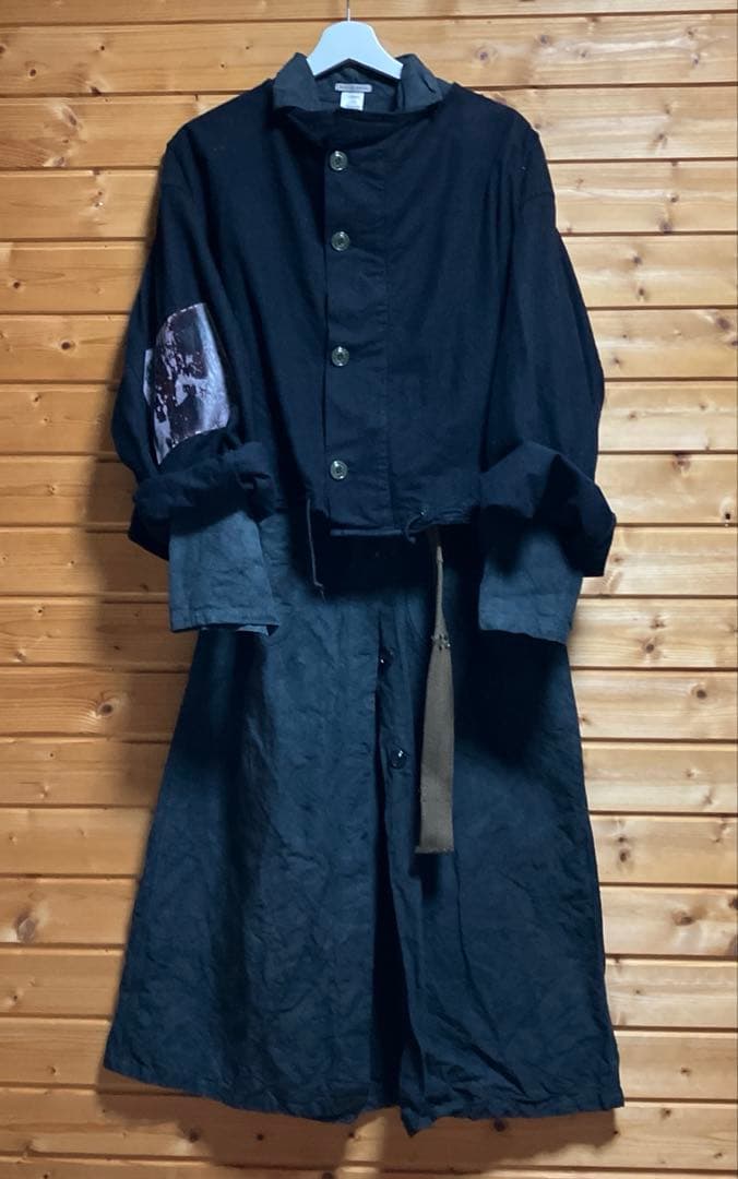 マルクルビアン【90S】古着加工　ロングコート・シャツ50ブラック系