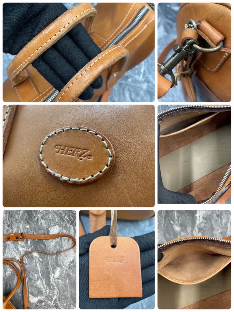 HERZ ボストンバッグ 2way 本革 レザー 高品質 ブラウン 鍵 チャーム