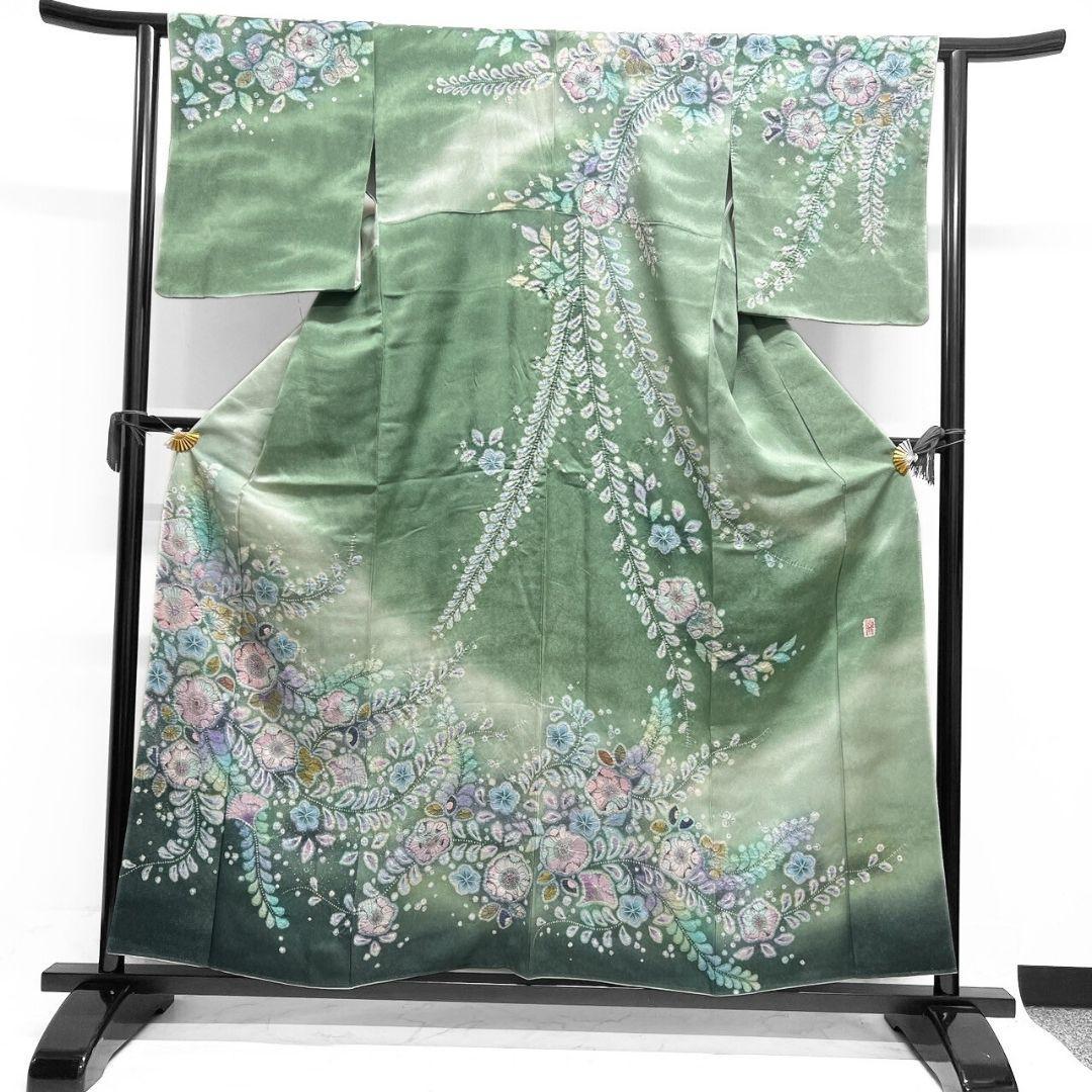 桐屋翠山工房　銀通し　辻ヶ花　ぼかし　訪問着　着物　041a p