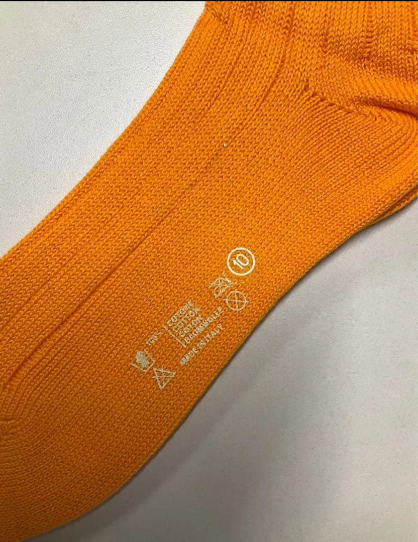 未使用品 HERMES オレンジ リブ編みソックス