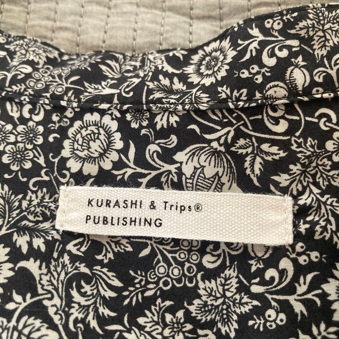 リバティプリントのオールインワン（Mサイズ）ブラック×ホワイト