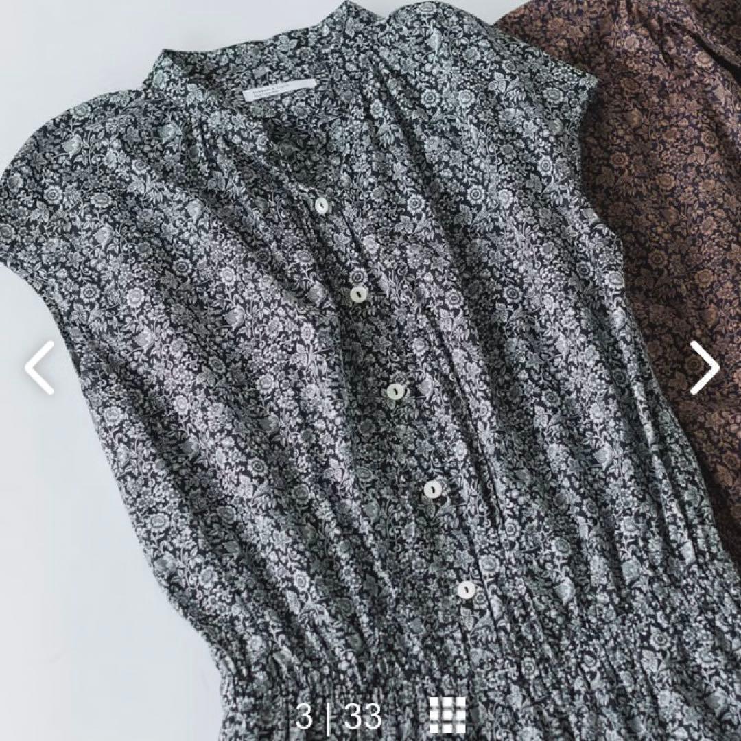 リバティプリントのオールインワン（Mサイズ）ブラック×ホワイト