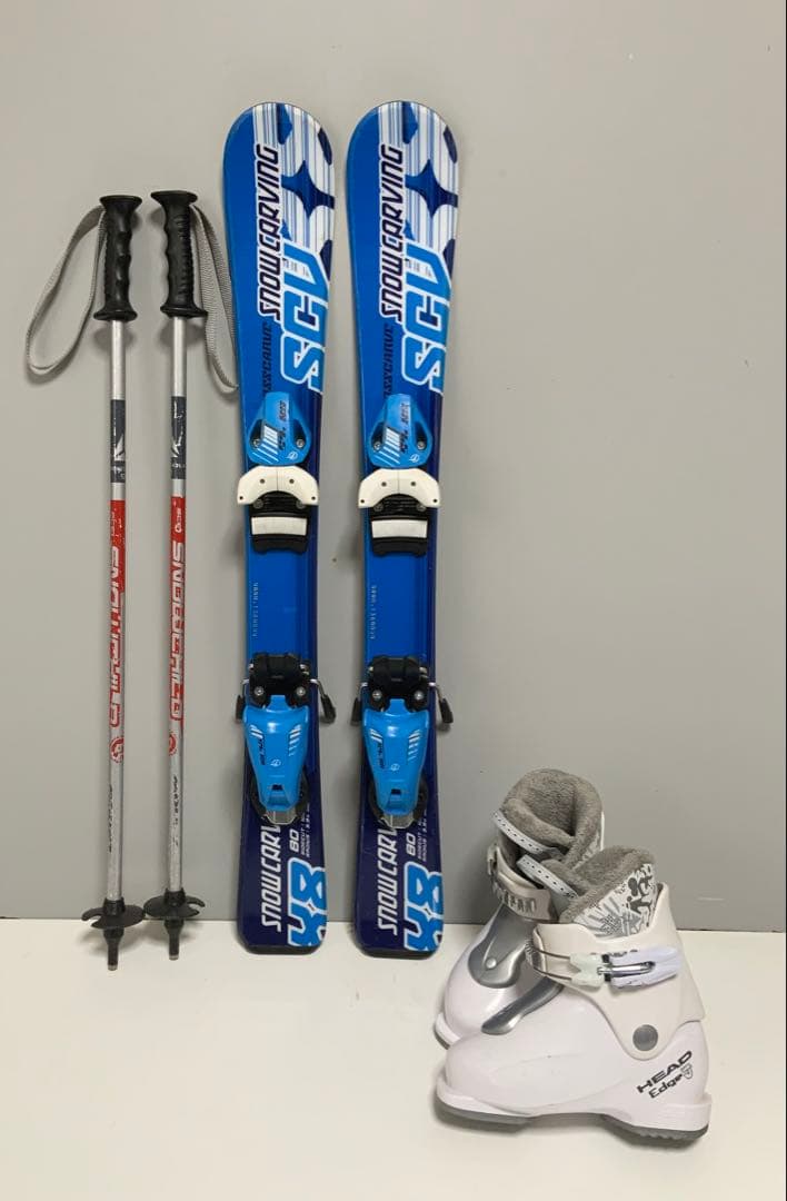 ジュニアスキー 4点セットCARVING 板80cm／ブーツ17cm