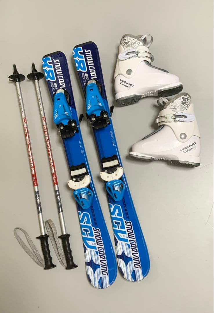 ジュニアスキー 4点セットCARVING 板80cm／ブーツ17cm