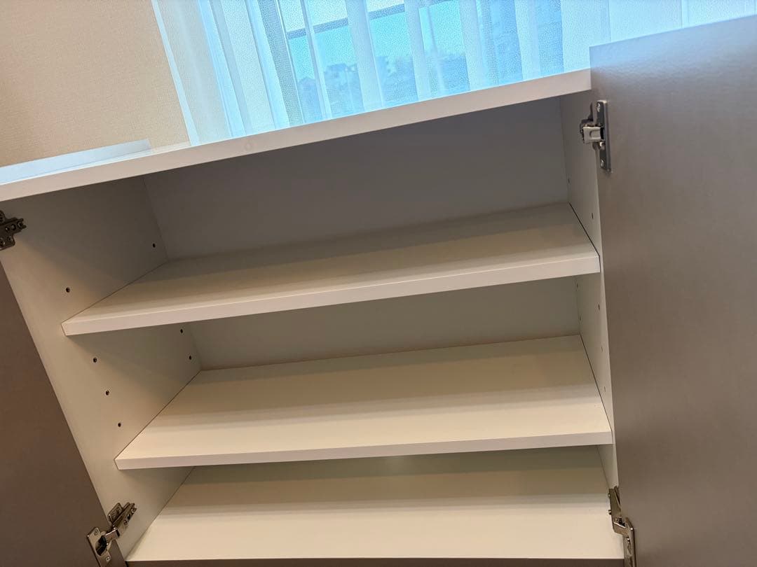 【LOWYA】グレーキャビネット サイドボード 幅120cm 日本製