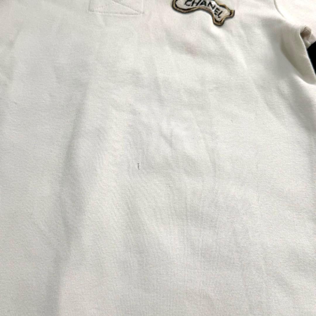 17121✨CHANEL ロゴ スパンコール ポロシャツ 42 ホワイト