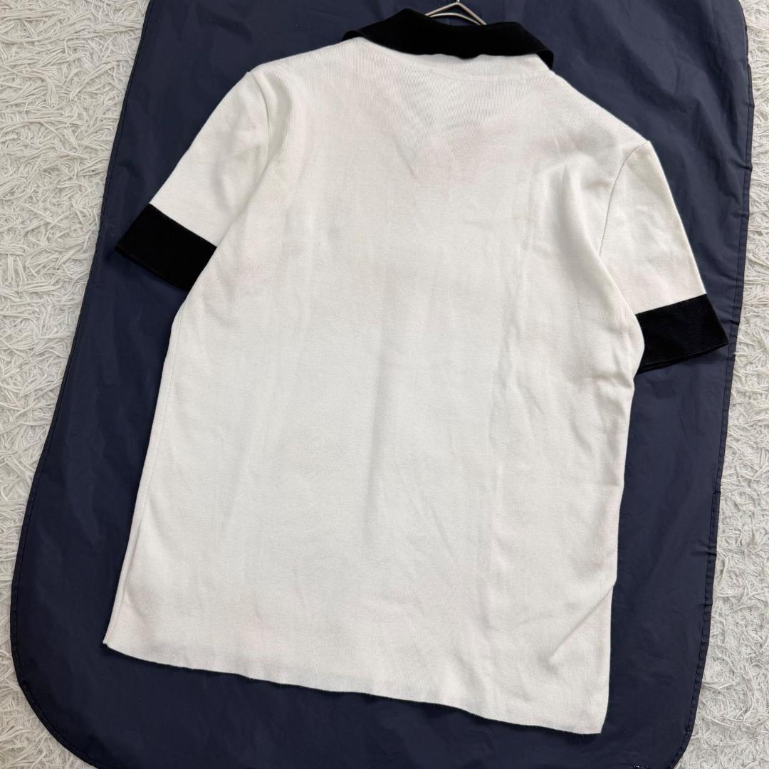 17121✨CHANEL ロゴ スパンコール ポロシャツ 42 ホワイト