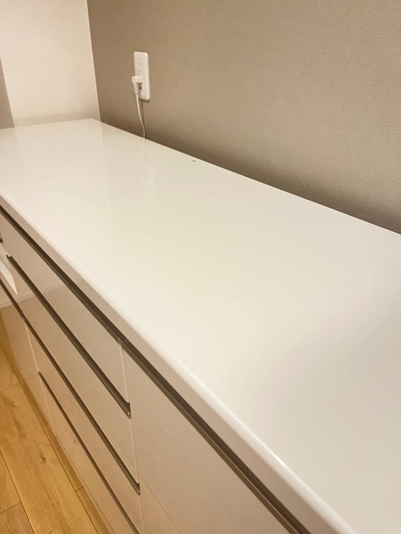 【超美品】パモウナ　カウンターEC 白　幅140cm 奥行45cm 高さ94cm