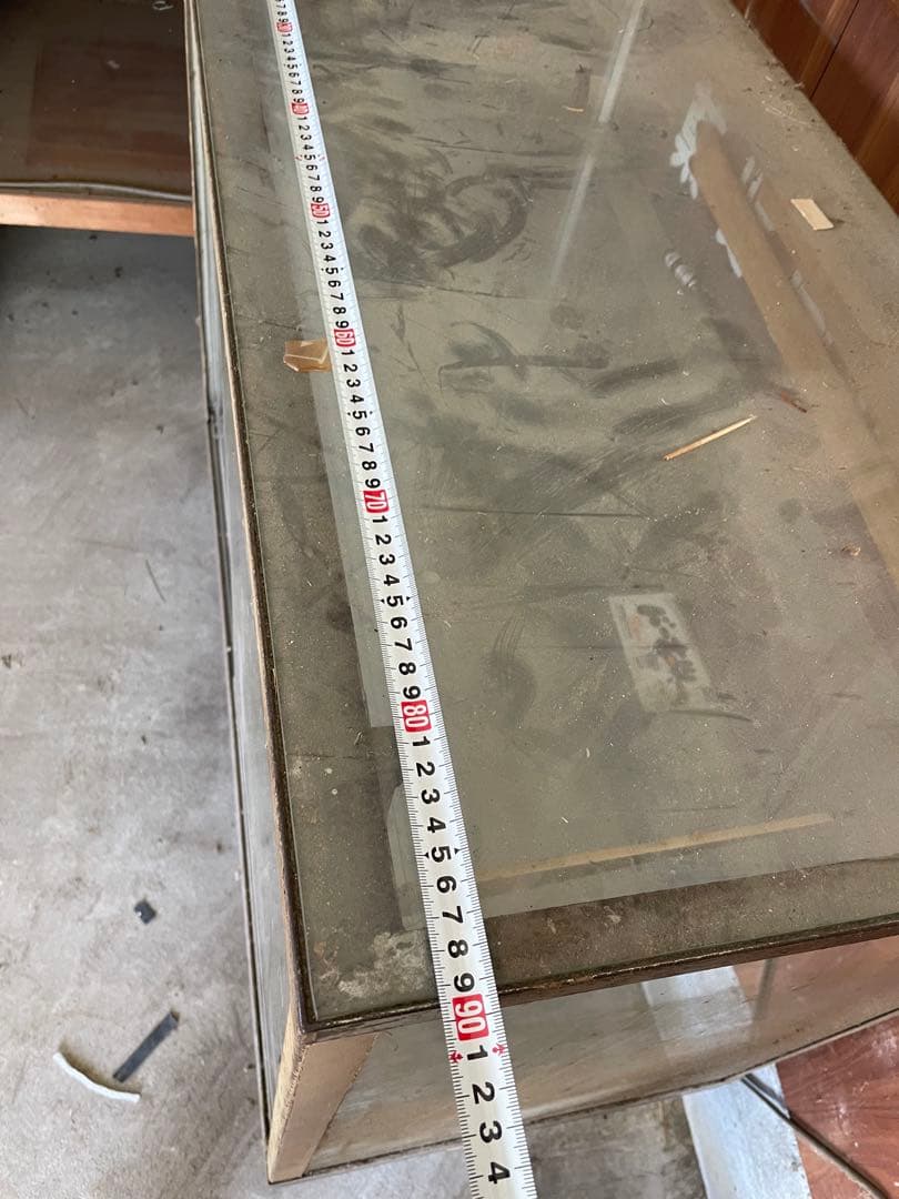 送料込み！昭和レトロなガラスケース 店舗什器サイズ:約　幅90奥44高94cm