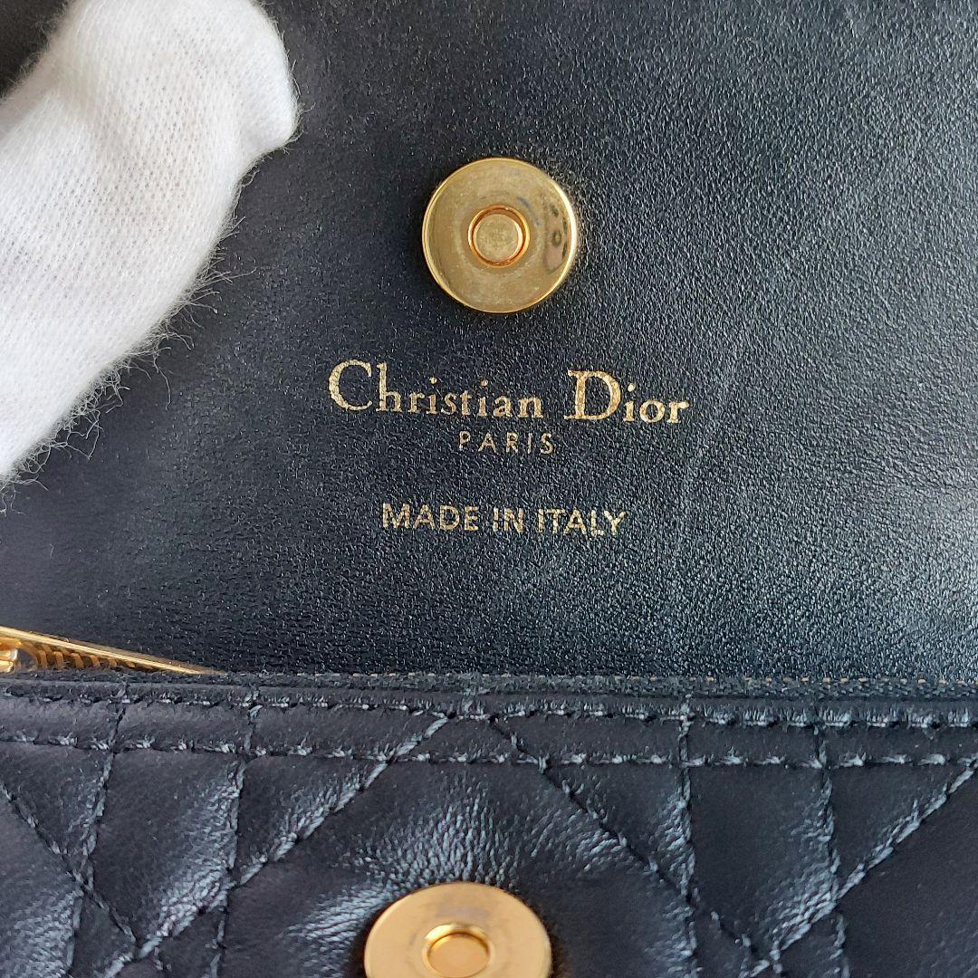 【現行】 ディオール 財布  オールグライシンウォレット 黒 革 パール