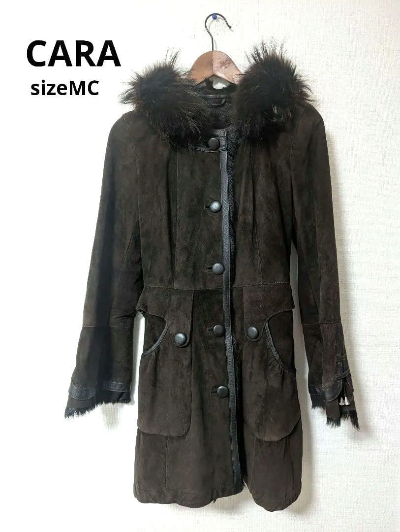 美品　CARA　伊藤忠モードパル　ラムレザーリアルラクーン　コート 　M