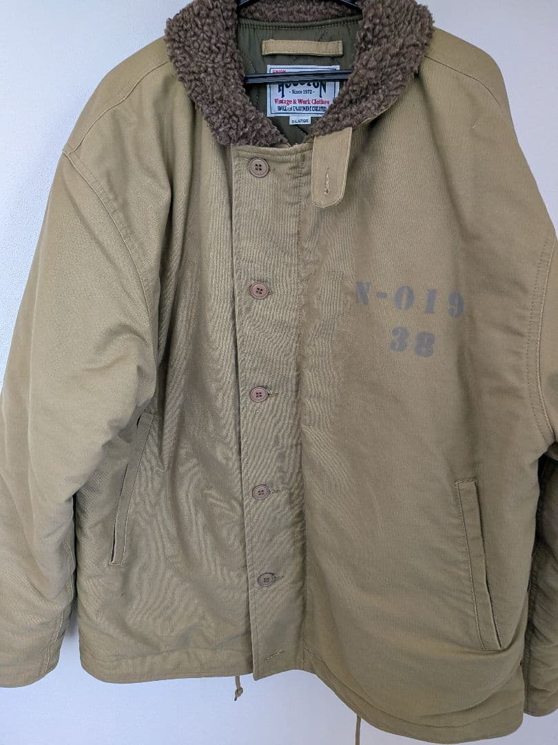 ヒューストン　N-1デッキジャケット　キルティング　XL　カーキ　ミリタリー