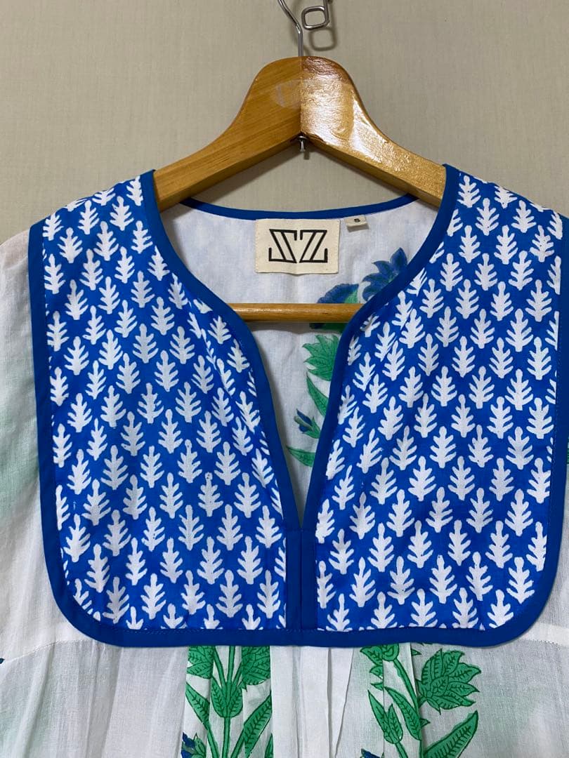 エスゼット プリントブロック　ワンピース　ミディアム丈　チュニック　S