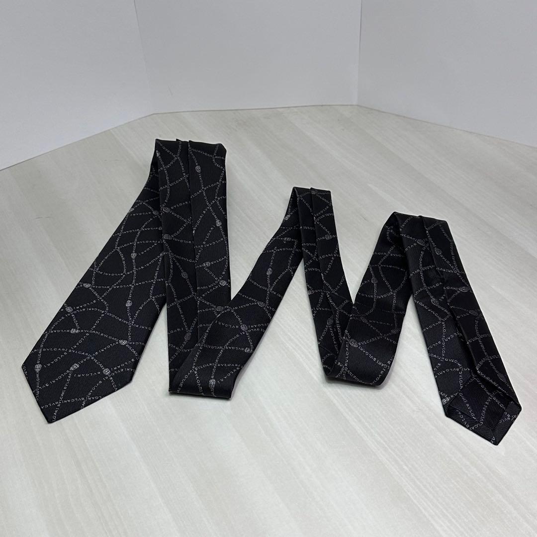 極美品☆ブルガリ☆ネクタイ☆箱付☆ブラック☆グレー☆黒系☆544