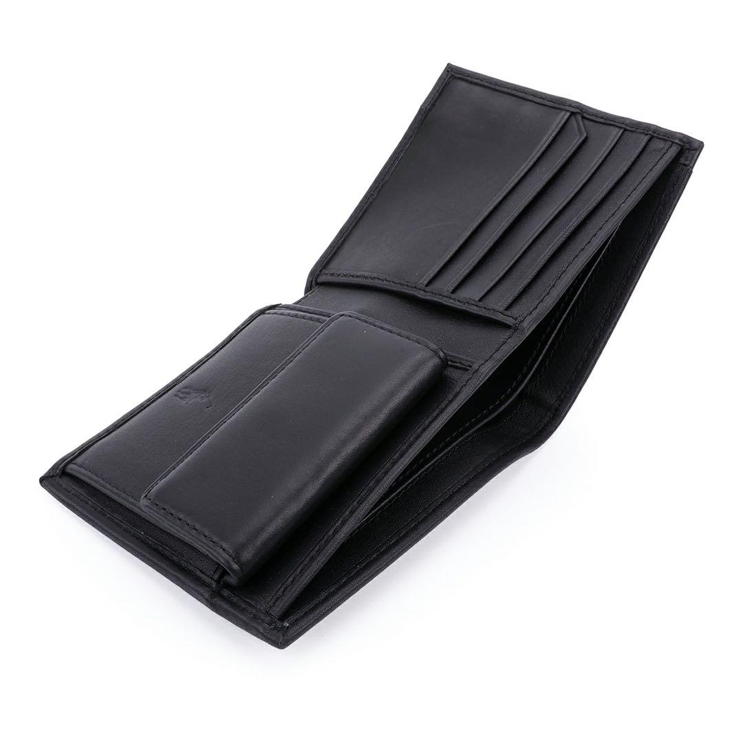 新品Polo Ralph Laurenポロラルフローレン二つ折り財布　黒レザー