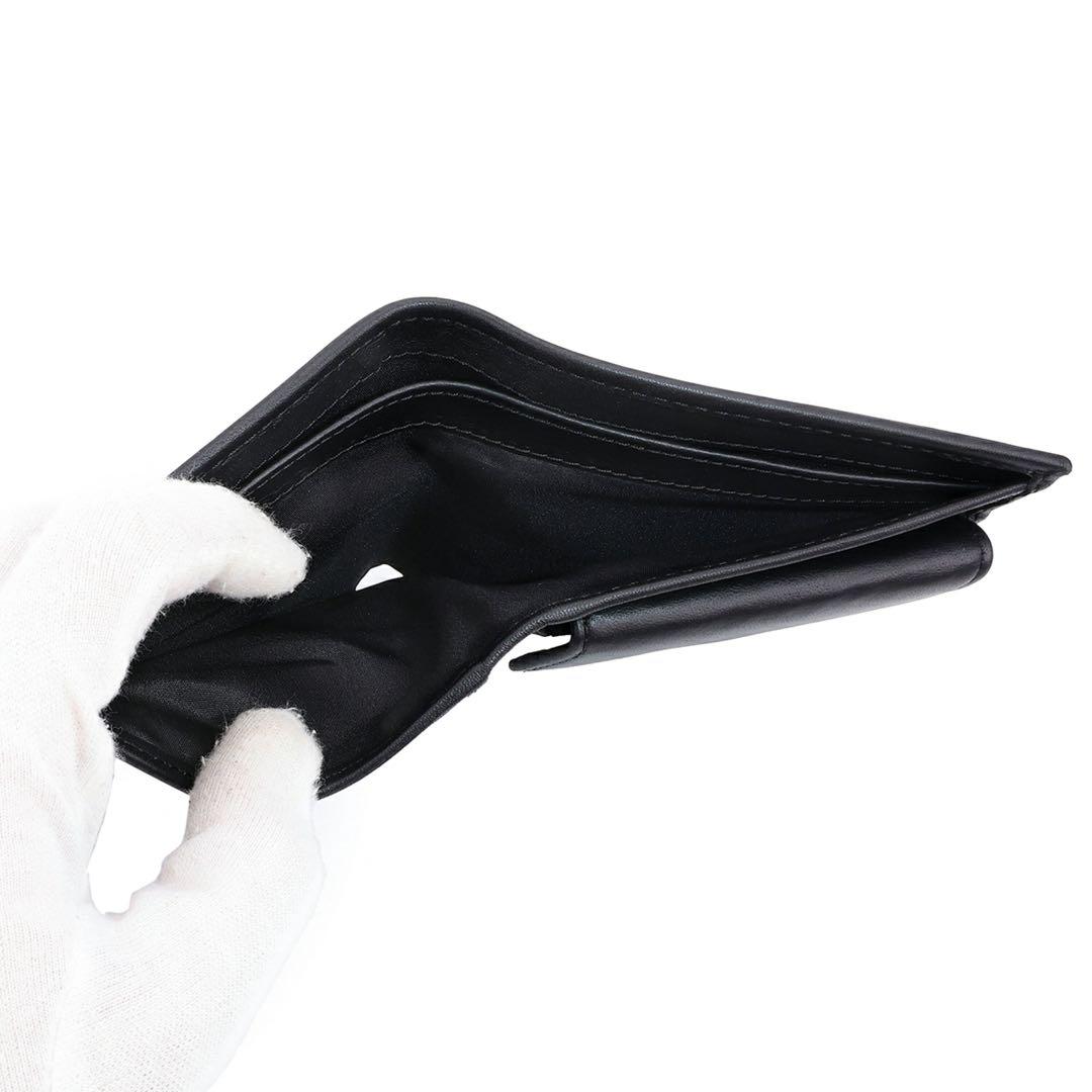 新品Polo Ralph Laurenポロラルフローレン二つ折り財布　黒レザー