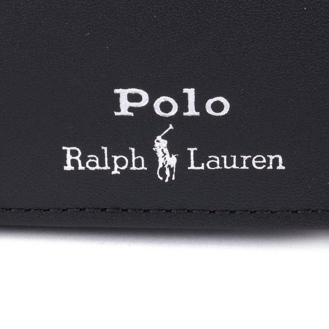 新品Polo Ralph Laurenポロラルフローレン二つ折り財布　黒レザー