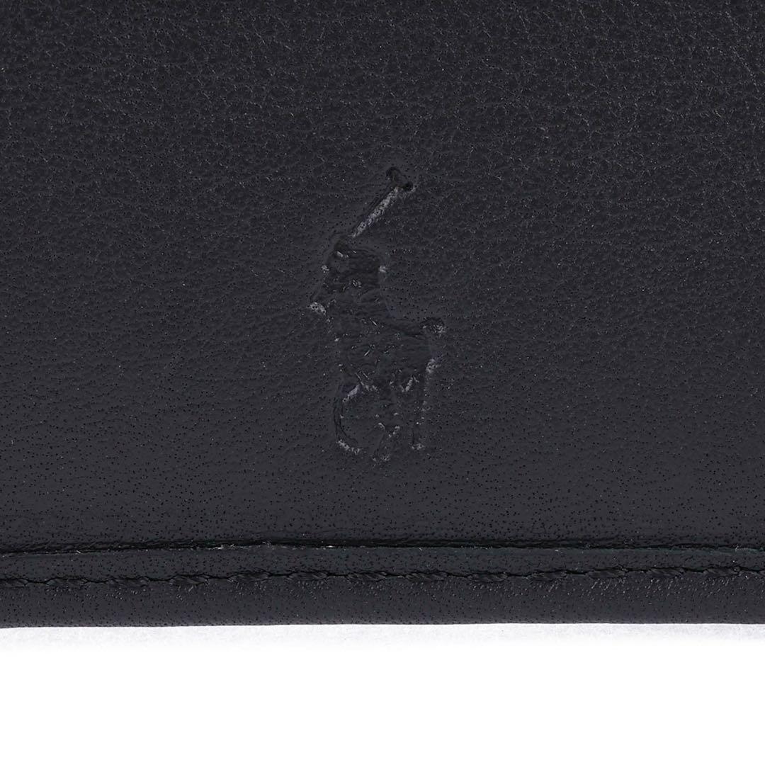 新品Polo Ralph Laurenポロラルフローレン二つ折り財布　黒レザー