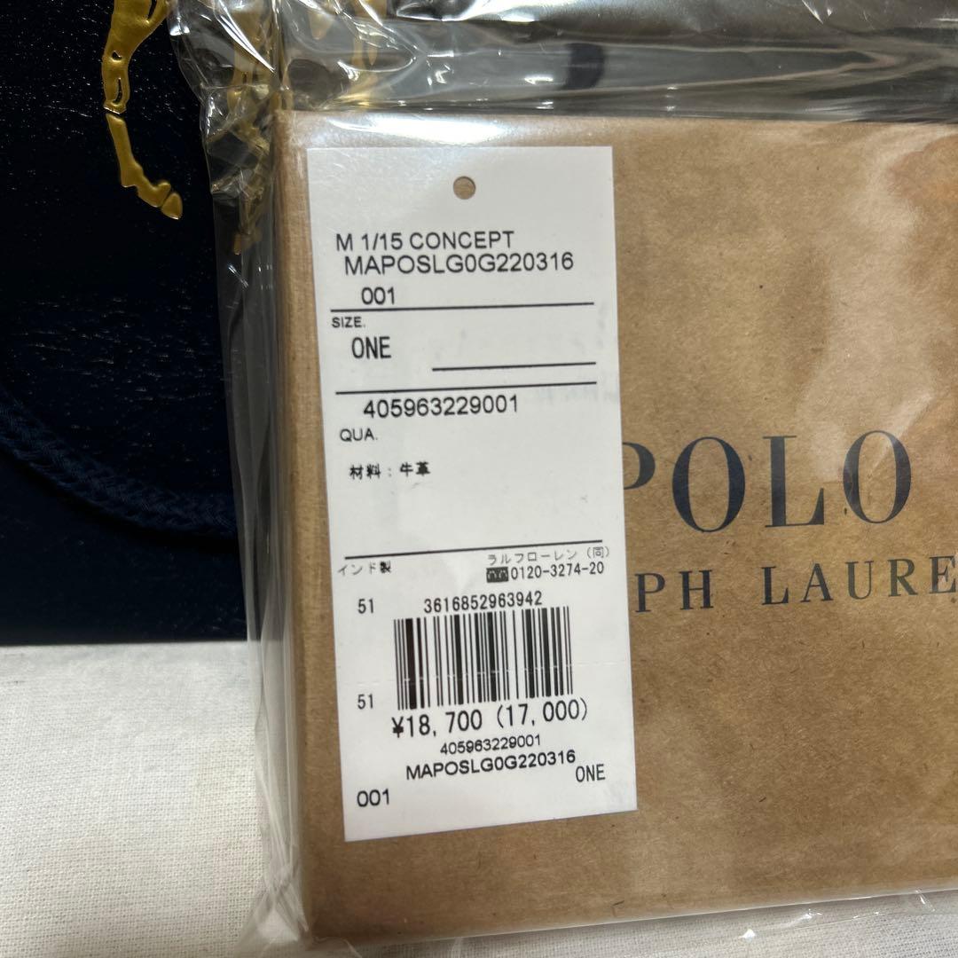 新品Polo Ralph Laurenポロラルフローレン二つ折り財布　黒レザー