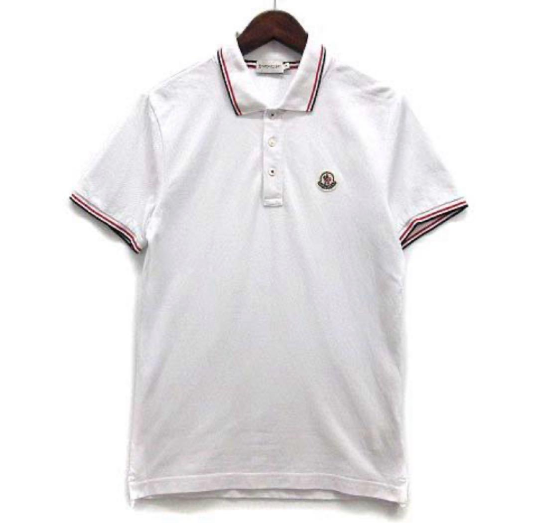 美品　モンクレール　MONCLER ホワイト メンズ　ポロシャツ　S