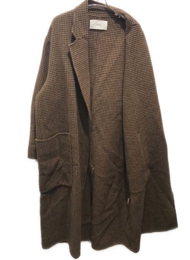 todayful Over Check Coat 38 ロングコート　ブラウン