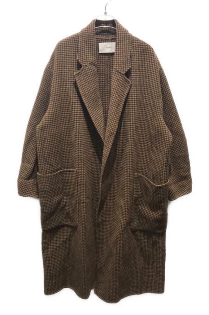 todayful Over Check Coat 38 ロングコート　ブラウン
