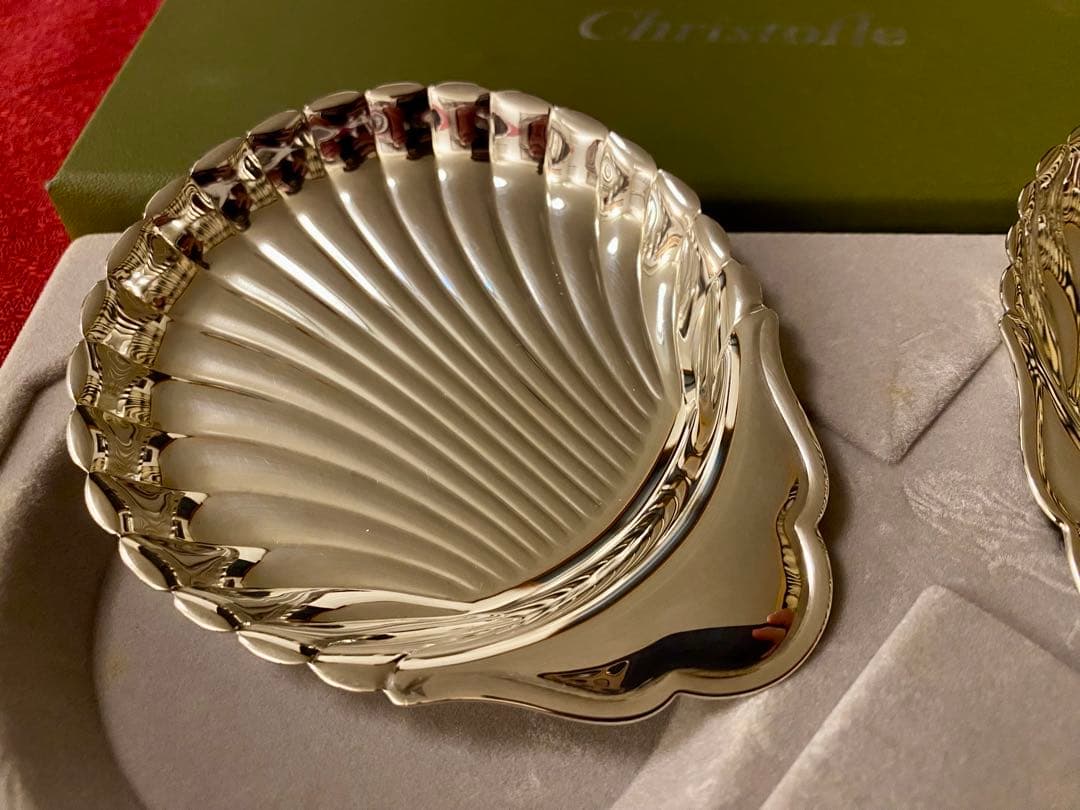 【未使用品並極美品☆レアアイテム☆】クリストフル コキーユ ミニプレート ペア
