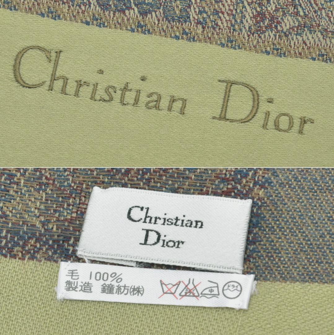 未使◇ディオール ペイズリー柄 大判ストール 130×128 カーキ系 箱付き