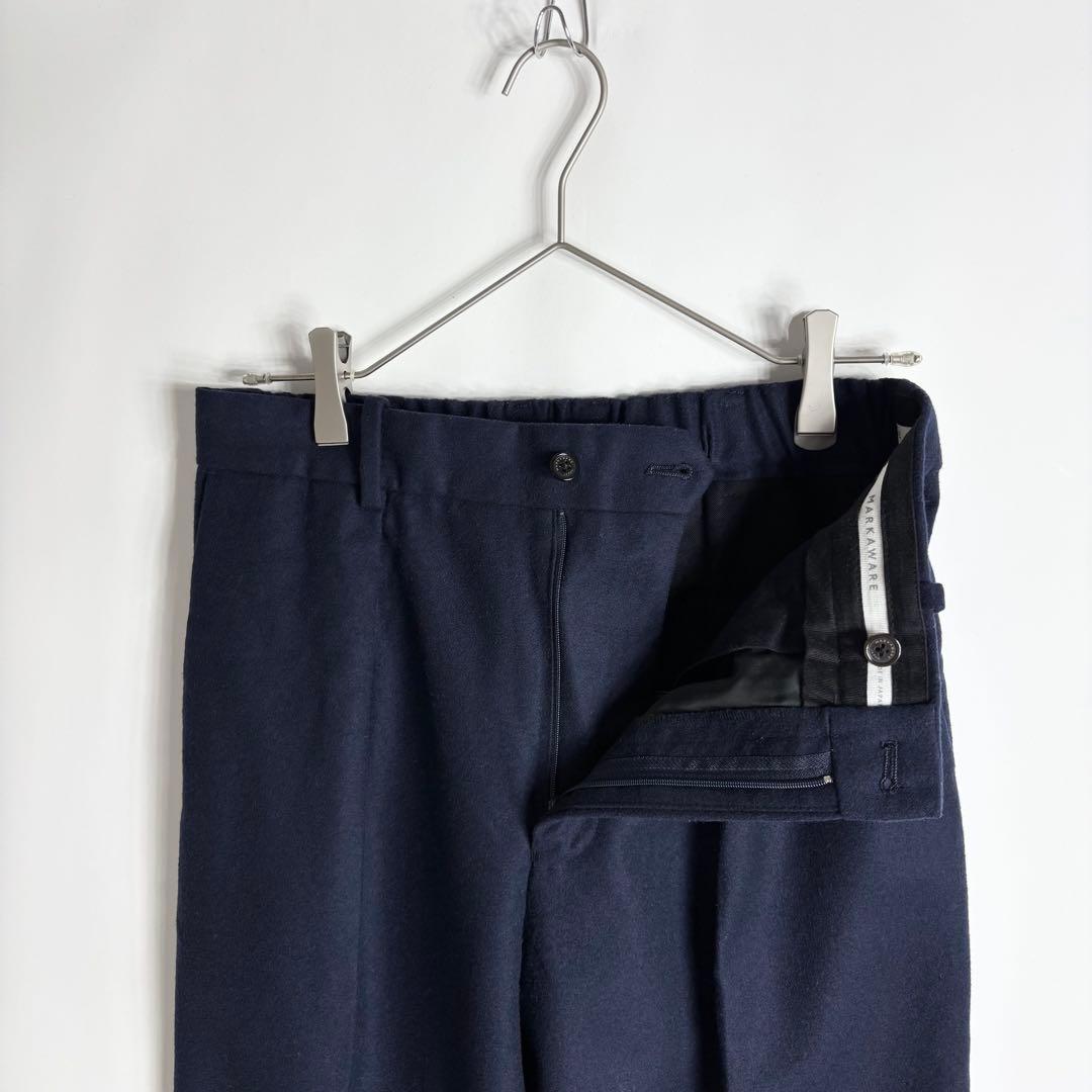 MARKAWARE 日本製 ウールフランネル ペグトップ パンツ ネイビー 3