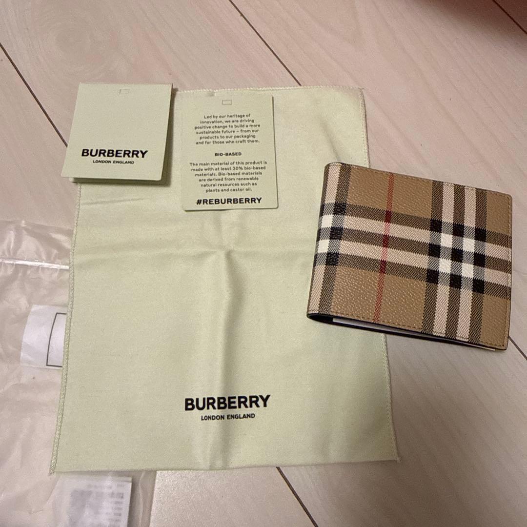 BURBERRY 二つ折り財布 ベージュ チェック柄
