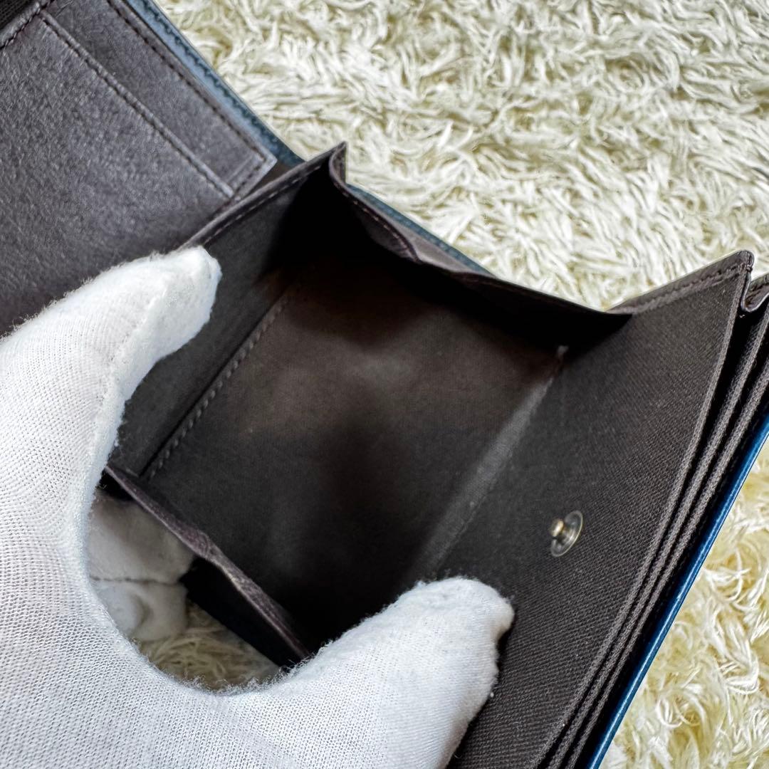 大人気✨エムピウ　ミッレフォッリエ2 P25 ブルー　チョコ ネイビー系　レザー