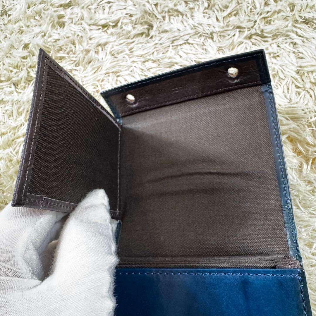 大人気✨エムピウ　ミッレフォッリエ2 P25 ブルー　チョコ ネイビー系　レザー