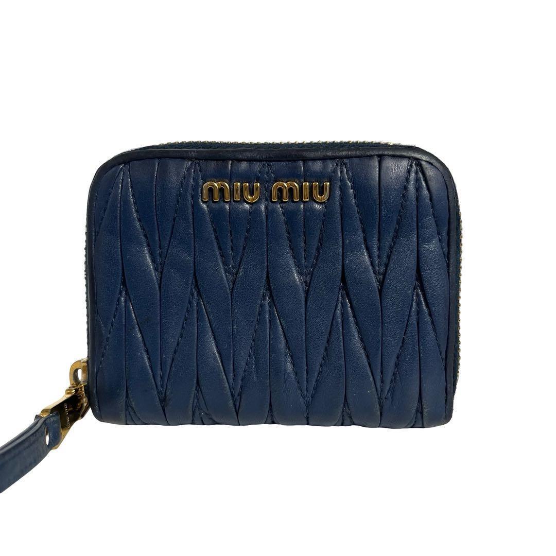 レア✨ミュウミュウ ケース 小銭入れ ファスナー マテラッセ ブルー