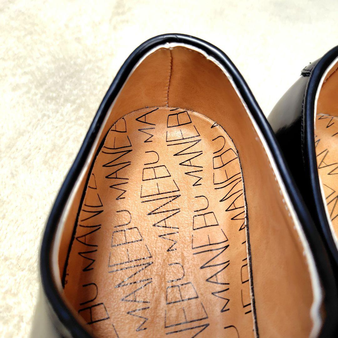 未使用級 マネブ ドレスシューズ プレーントゥ　レザー ブラック 40 25.5