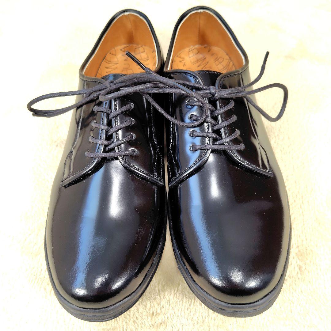 未使用級 マネブ ドレスシューズ プレーントゥ　レザー ブラック 40 25.5