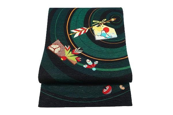 ★専用★美品 開き名古屋帯 絵馬 こま 羽子板 お正月 長さ3m78cm 正絹