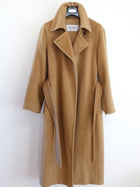 マックスマーラキャメル100％ベルテッドコート■白タグ■36マニュエラマヌエラ