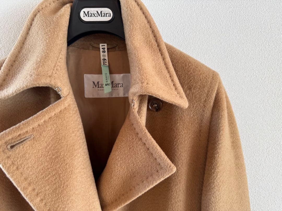 マックスマーラキャメル100％ベルテッドコート■白タグ■36マニュエラマヌエラ