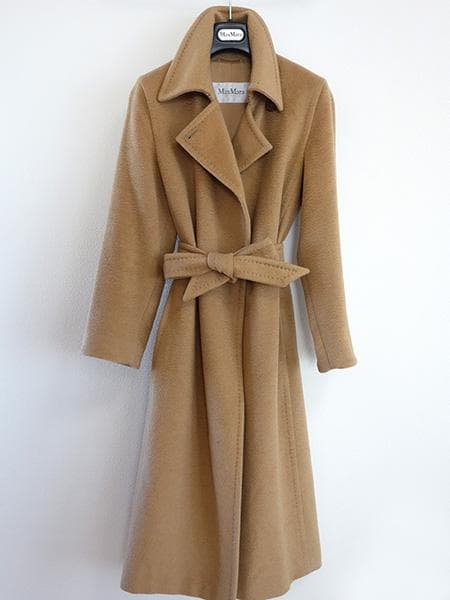 マックスマーラキャメル100％ベルテッドコート■白タグ■36マニュエラマヌエラ