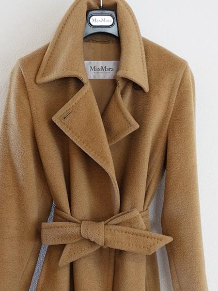 マックスマーラキャメル100％ベルテッドコート■白タグ■36マニュエラマヌエラ