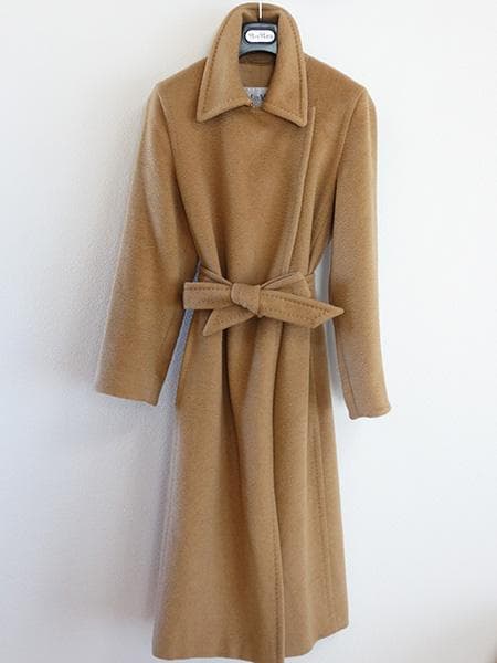 マックスマーラキャメル100％ベルテッドコート■白タグ■36マニュエラマヌエラ