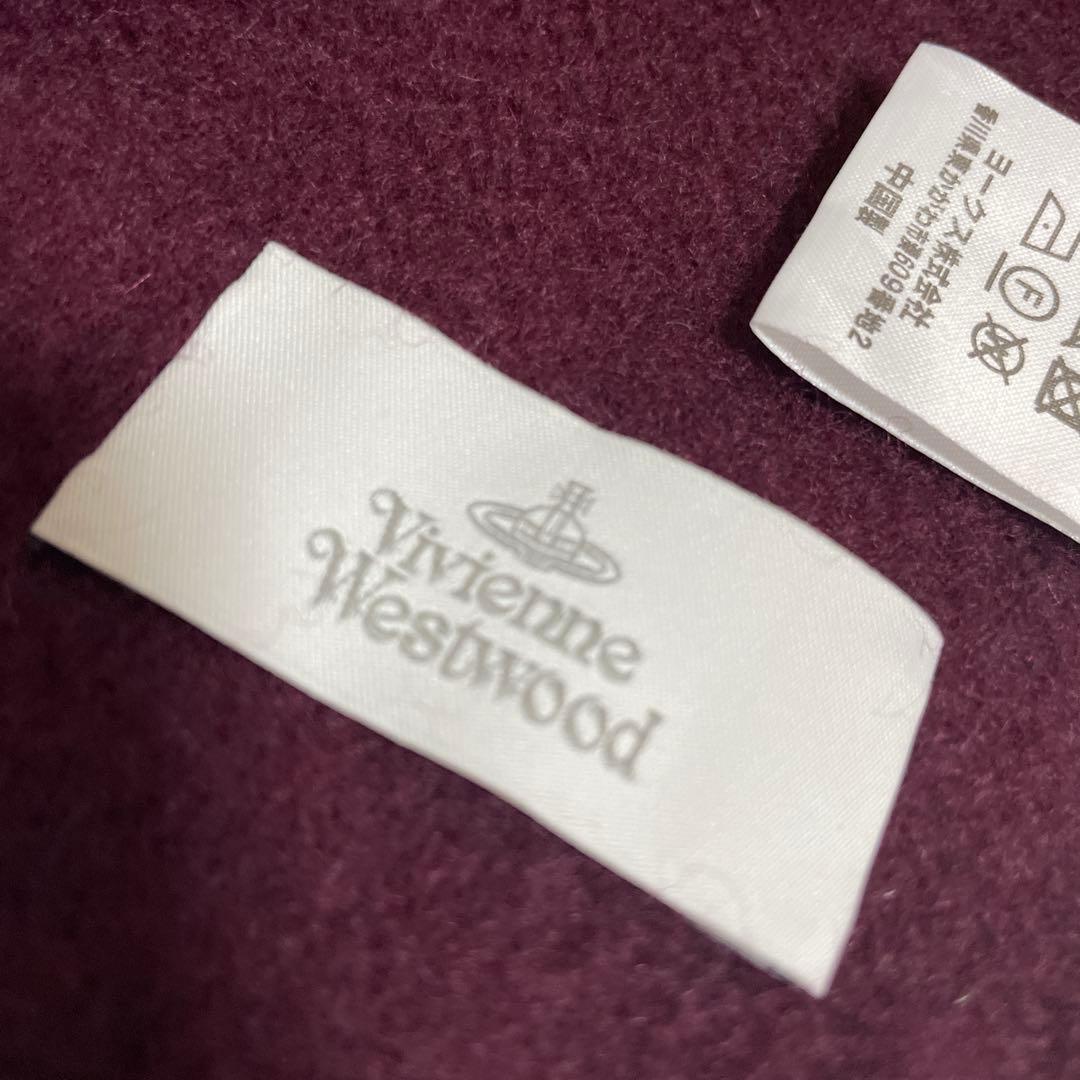 Vivienne Westwood カシミヤ100% マフラー オーブ刺繍 黒系