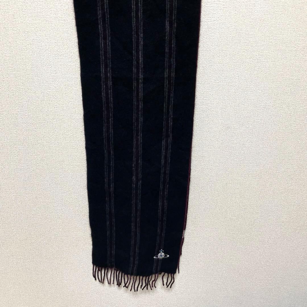 Vivienne Westwood カシミヤ100% マフラー オーブ刺繍 黒系