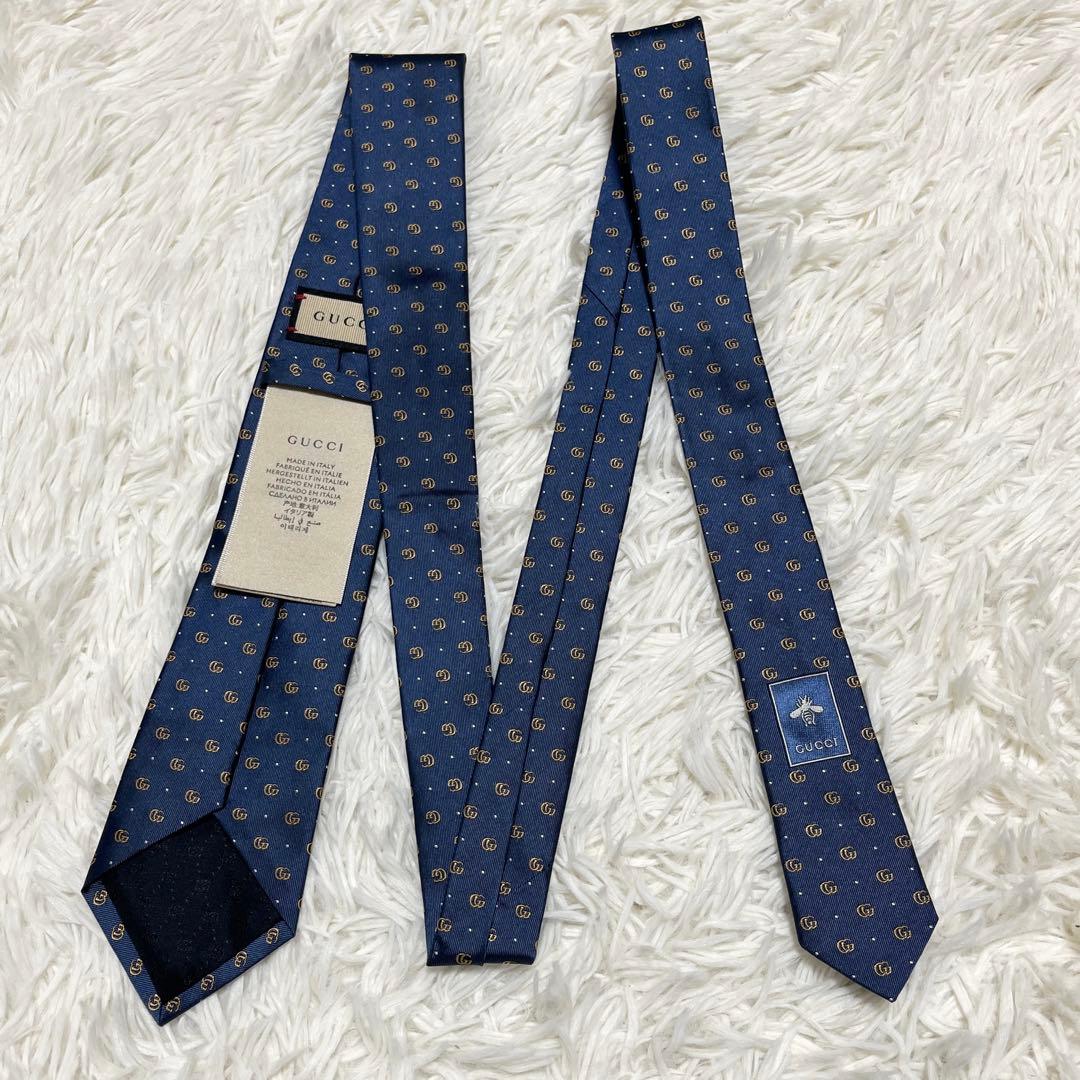 新品✨️ GUCCI ネクタイ GG マーモント ネイビー 高級シルク 現行