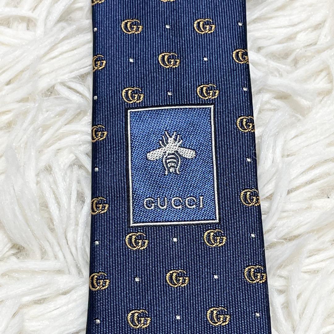 新品✨️ GUCCI ネクタイ GG マーモント ネイビー 高級シルク 現行
